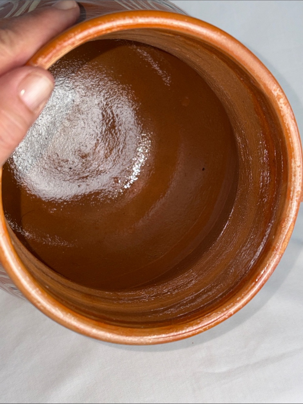 New Hand Painted Mexican Olla de Barro Clay Bean Pot Frijolera 4 Qt With Lid - Picture 4 of 13